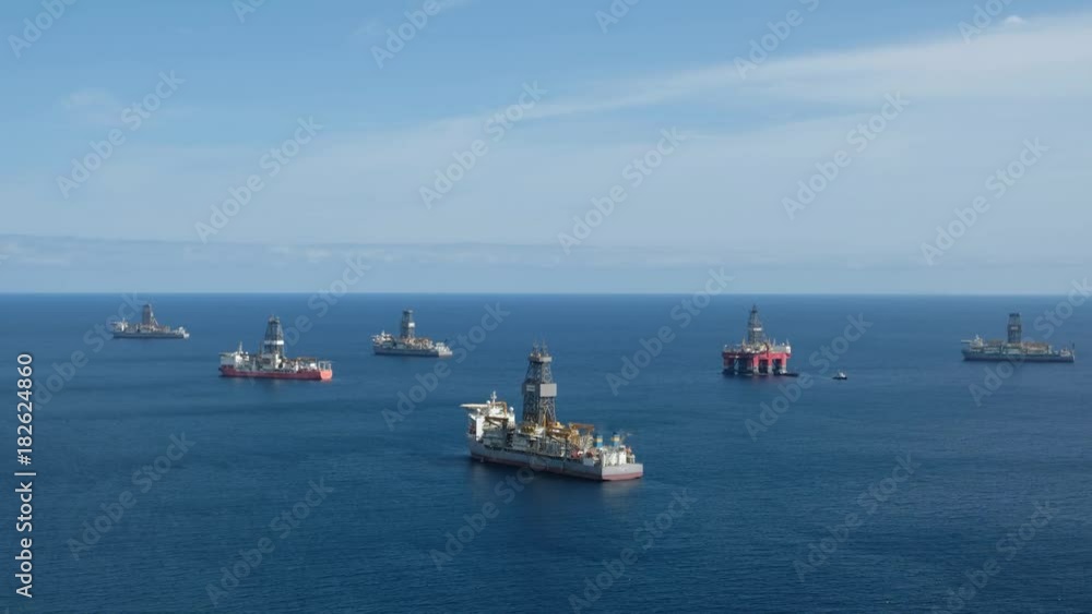 offshore drilling ships , drilling platform and shipyard aerial offshore drilling ships , drilling platform and shipyard aerial