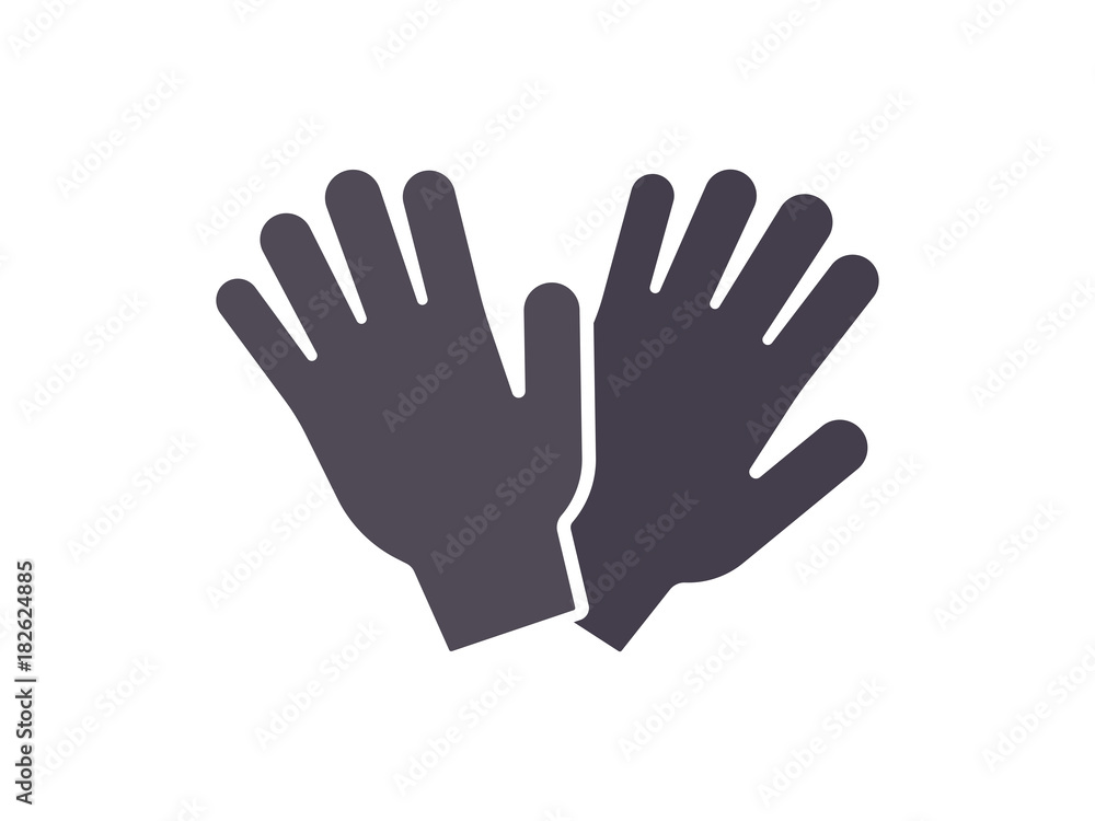 Protection gardening gloves flat icon. Hand safety gloves sign. Vector illustration
