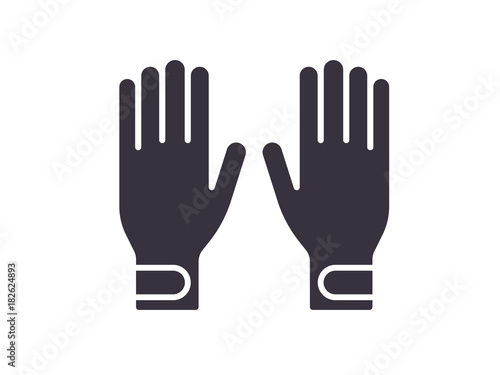 Protection gloves flat icon. Hand safety gloves sign. Vector illustration