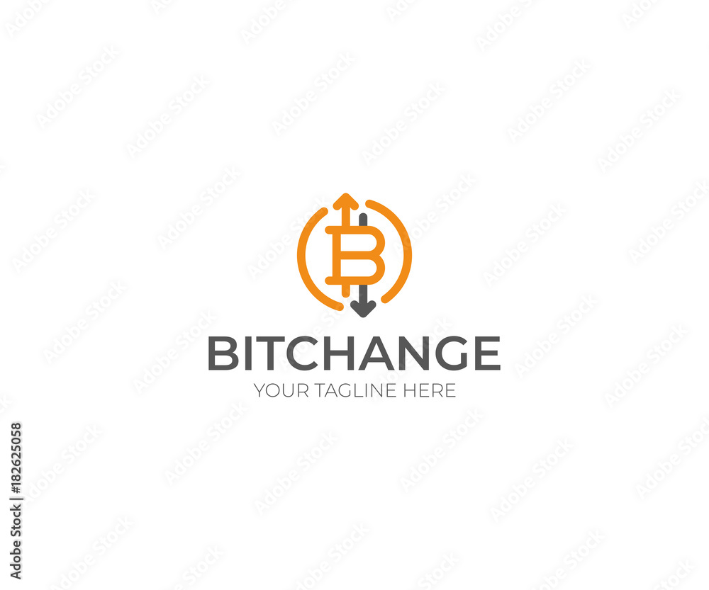 Bitcoin Exchange Logo Template. Cryptocurrency Line Vector Design. Trading Technology and Business Illustration Bitcoin Exchange Logo Template. Cryptocurrency Line Vector Design. Trading Technology and Business Illustration