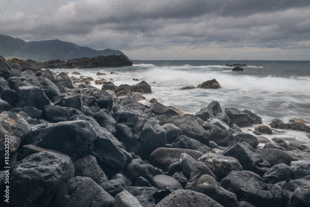 Rocky coast, Kaena Point State Park in Oahu, Hawaii Rocky coast, Kaena Point State Park in Oahu, Hawaii