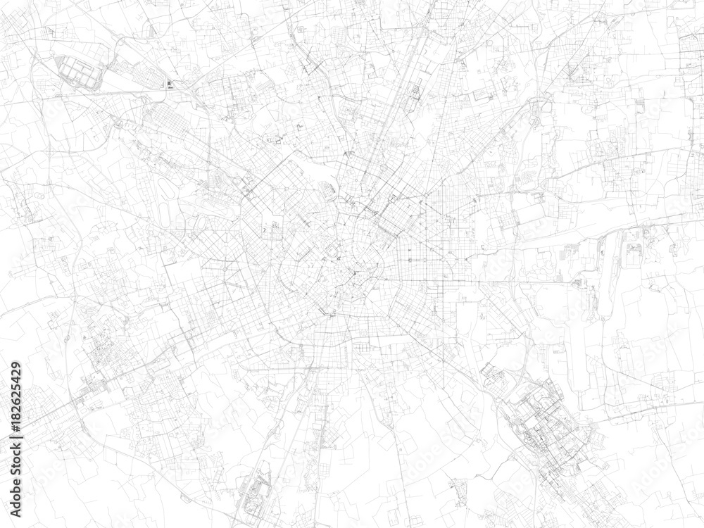 Strade di Milano, mappa della città, Italia, strade