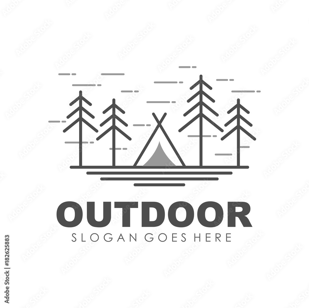 Camping, outdoor and adventure logo design template