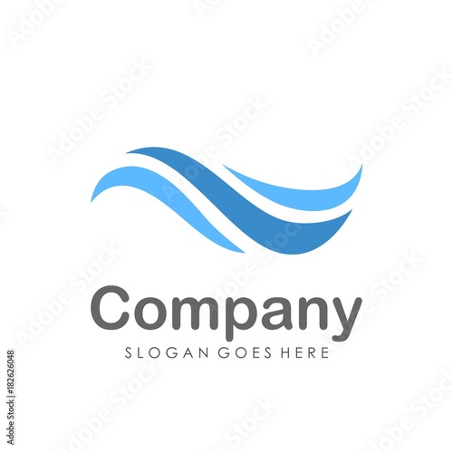 Wave water logo design template