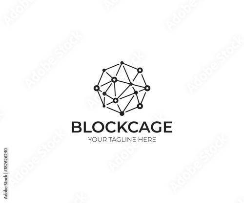 Blockchain Logo Template. Technology Vector Design. Cryptocurrency Hexagon Illustration