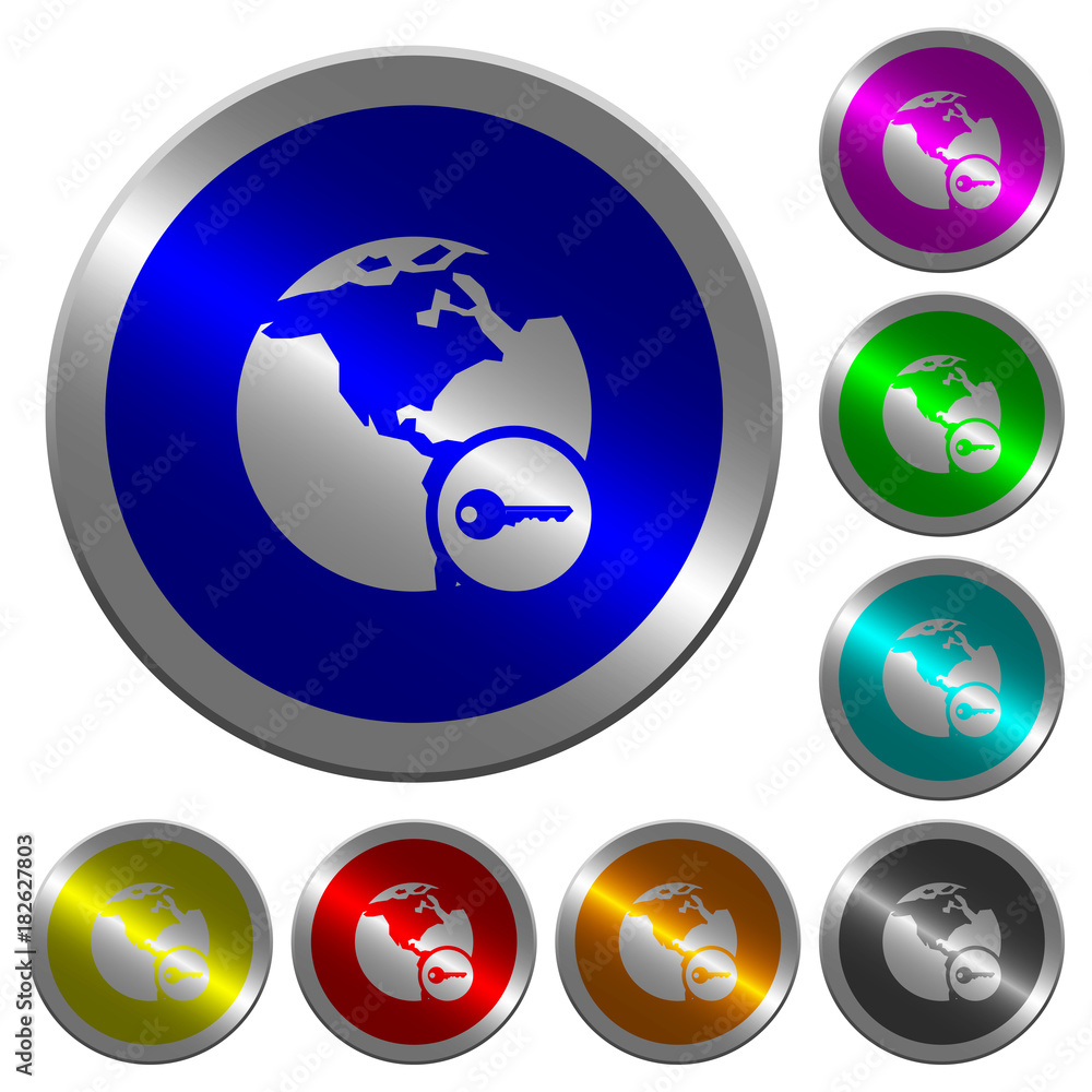 Secure internet surfing luminous coin-like round color buttons Secure internet surfing luminous coin-like round color buttons