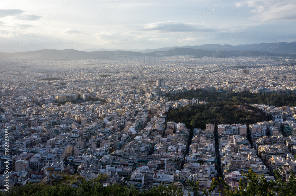 Vue panoramique d'Athènes depuis le mont Lycabette