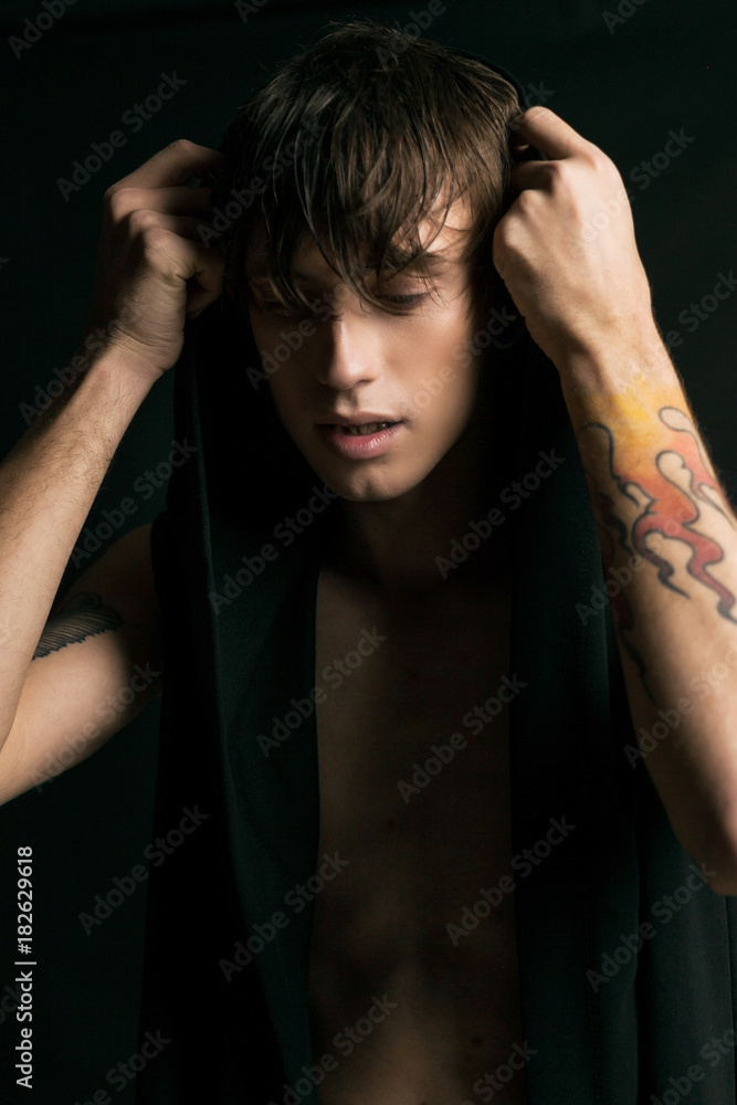 Half naked sexy boy with tattoo Stock Photo | Adobe Stock