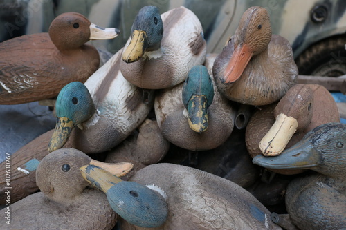 Pile of old duck decoys