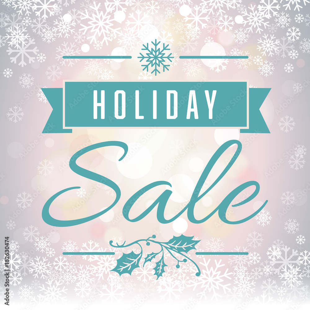 Holiday Sale Soft Focus Snowflakes Winter Vector 2
