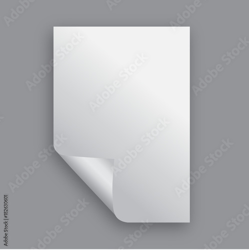 Paper sheet with curl on the dark background