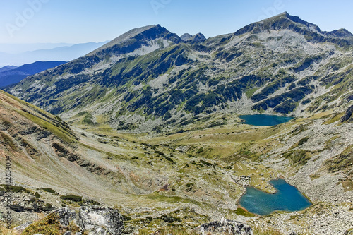 Amazing Landscape of Kamenitsa peak, Argirovo and Mitrovo lakes from Dzhano peak, Pirin Mountain, Bulgaria photo