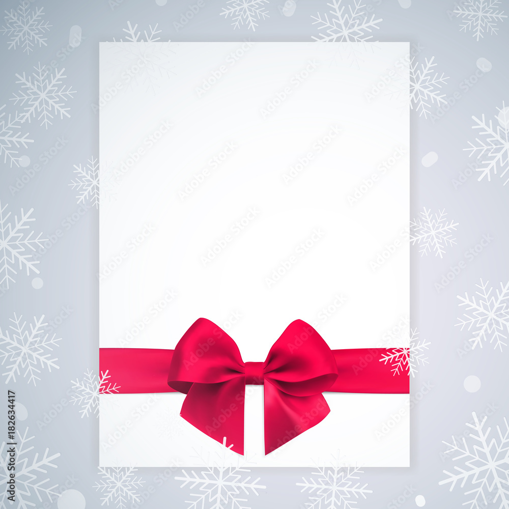 Vector realistic bow and ribbon on winter background Vector realistic bow and ribbon on winter background
