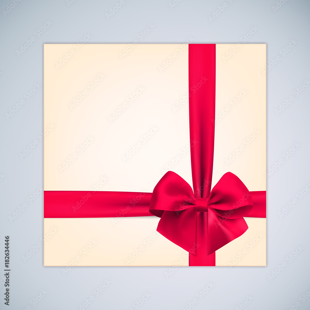 Gift box with realistic red bow and ribbon for merry christmas and new year design. Gift box with realistic red bow and ribbon for merry christmas and new year design.