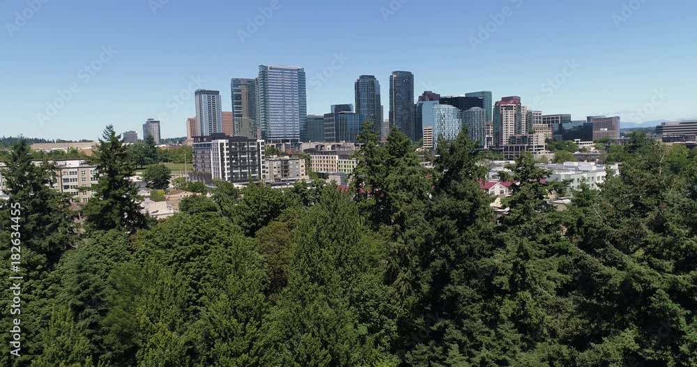 Rising Up to Reveal Bellevue Washington Downtown Skyline Rising Up to Reveal Bellevue Washington Downtown Skyline