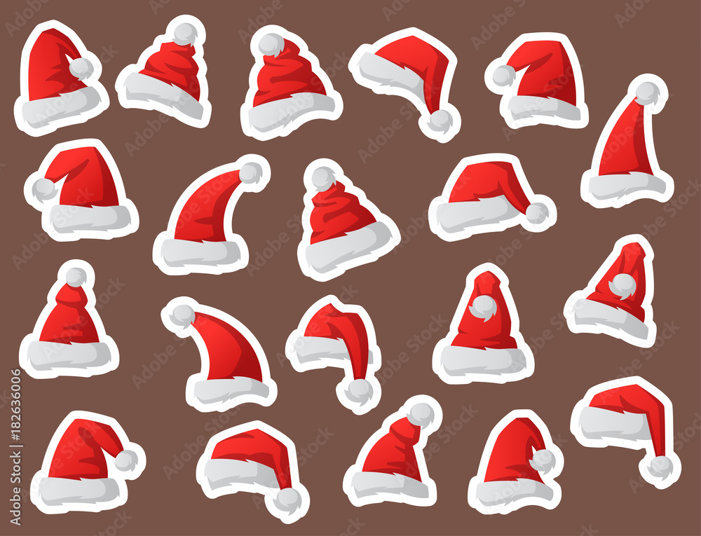 Santa claus fashion red hat modern elegance cap winter xmas holiday top clothes vector illustration. Santa claus fashion red hat modern elegance cap winter xmas holiday top clothes vector illustration.