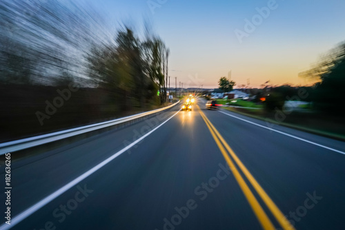 Evening night headlights road blur concept © 5m3photos