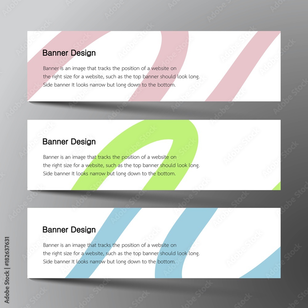  Web banner set design background. Inspired by brush, three color that blue green and orange.Vector illustration. 