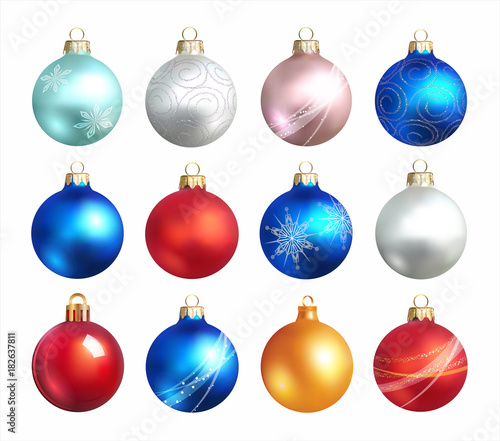 Collection of Christmas balls. Vector set.