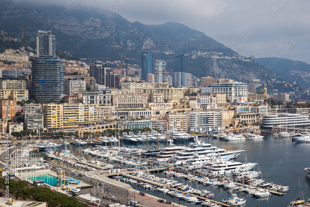 Naklejka premium Cityscape of La Condamine, Monaco. Principality of Monaco, French Riviera