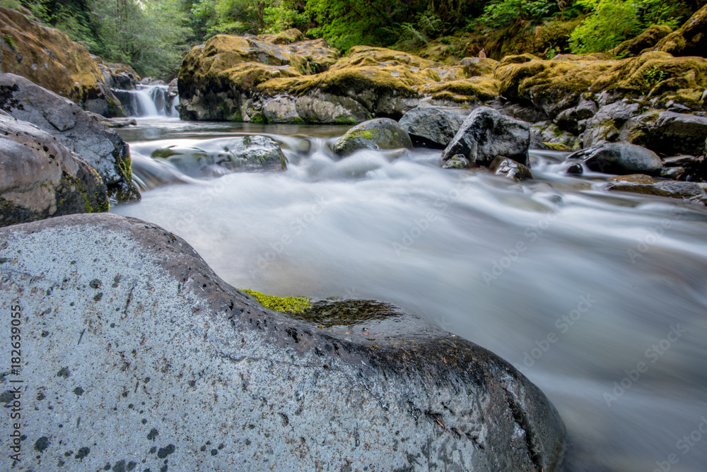 Obraz premium Long Exposure of Water Flow in Brice Creek