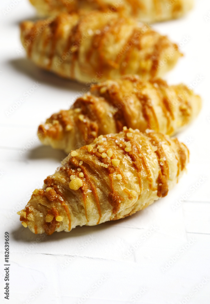 Salted caramel croissants. Topped with a caramel drizzle and a sweet and salty crumble. Salted caramel croissants. Topped with a caramel drizzle and a sweet and salty crumble.
