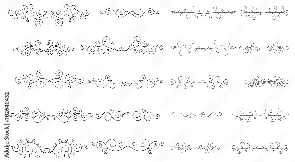 Obraz premium Set of horizontal hand-drawn patterned banners