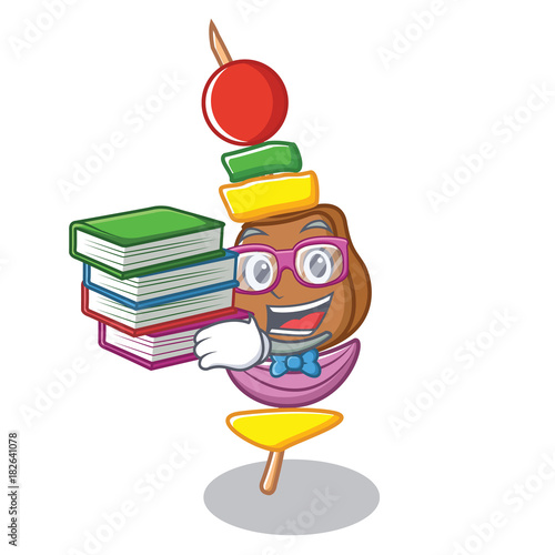 Student with book barbecue character cartoon style