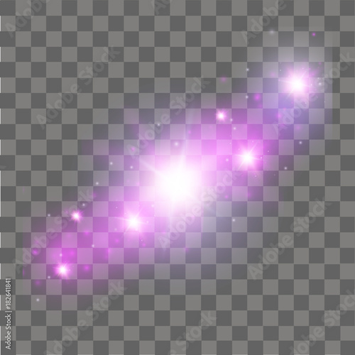 Pink glow light effect. Abstract effect of lighting flare. Vector