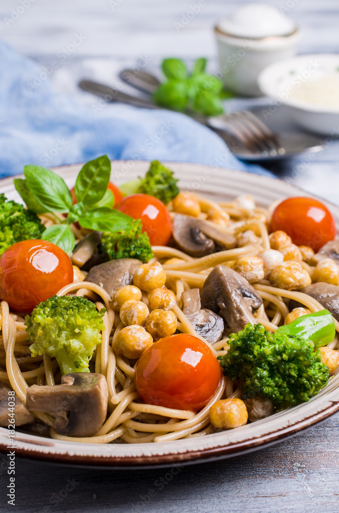 Dark pasta with vegetables Dark pasta with vegetables