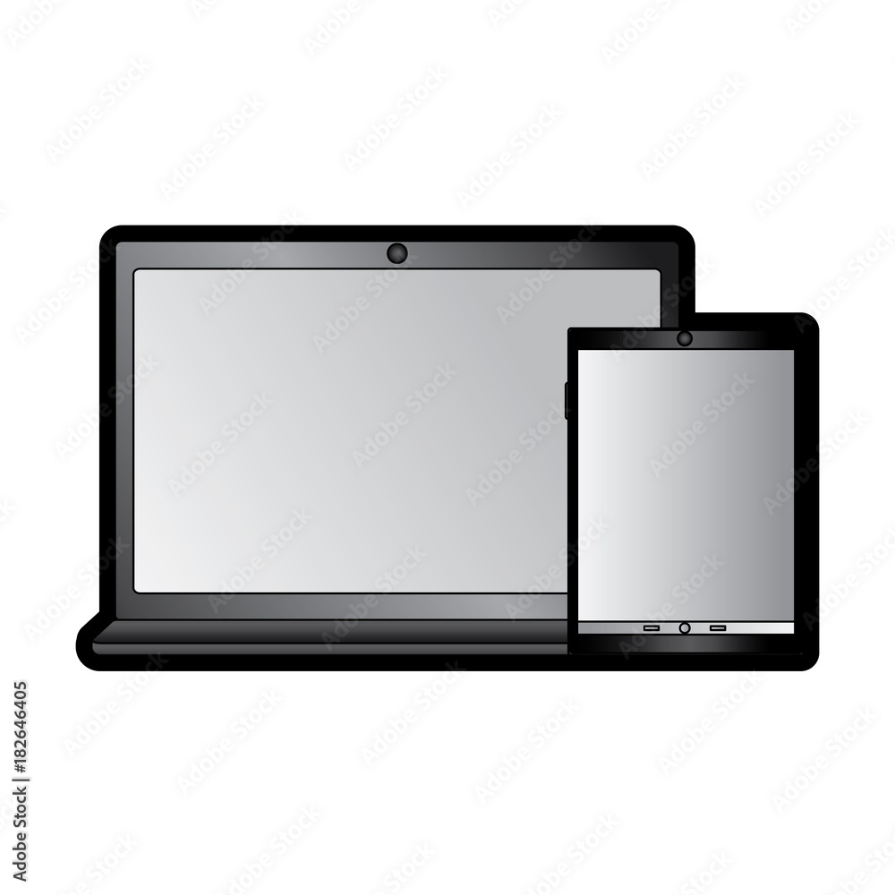 laptop computer with smartphone icon image vector illustration design laptop computer with smartphone icon image vector illustration design