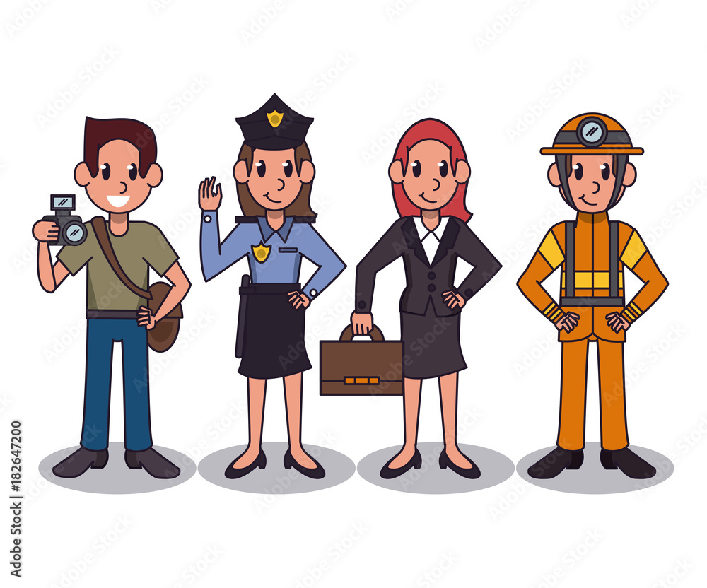 People workers cartoon icon vector illustration graphic design
