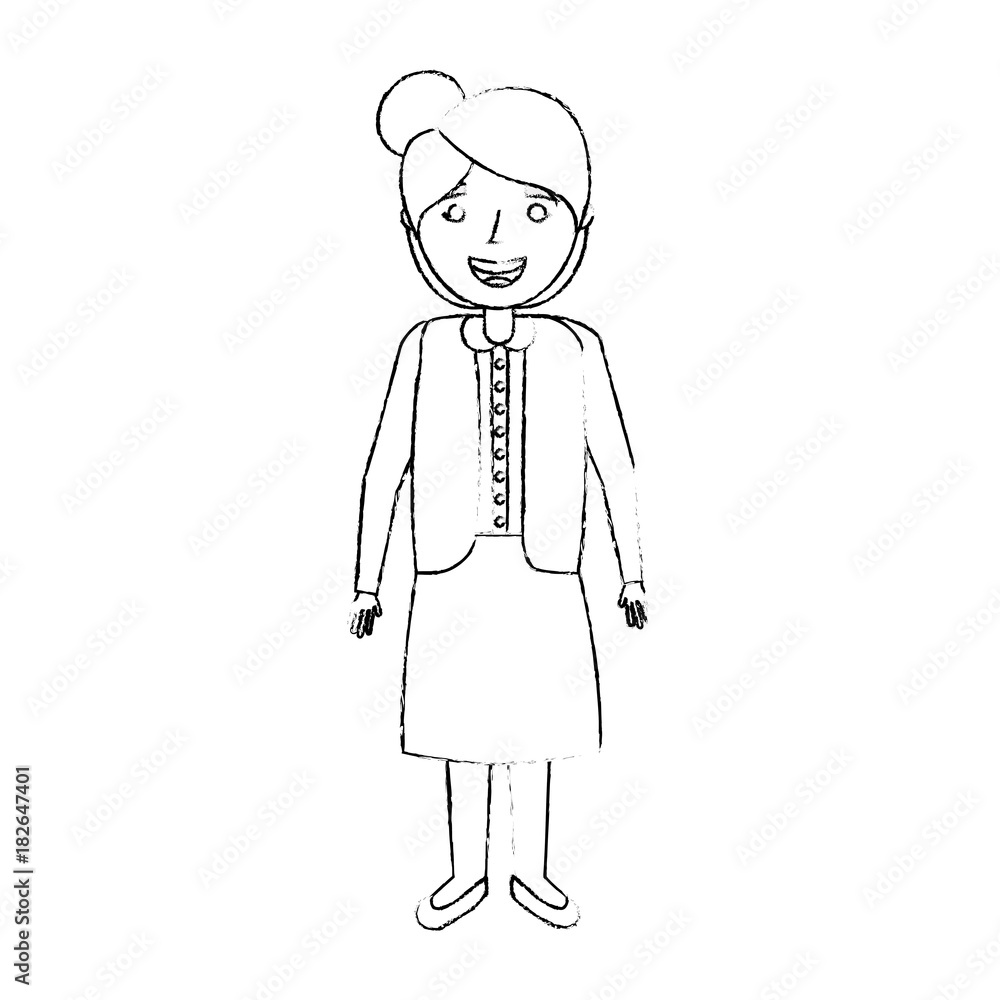 elderly woman grandmother character happy expression sketch vector illustration elderly woman grandmother character happy expression sketch vector illustration