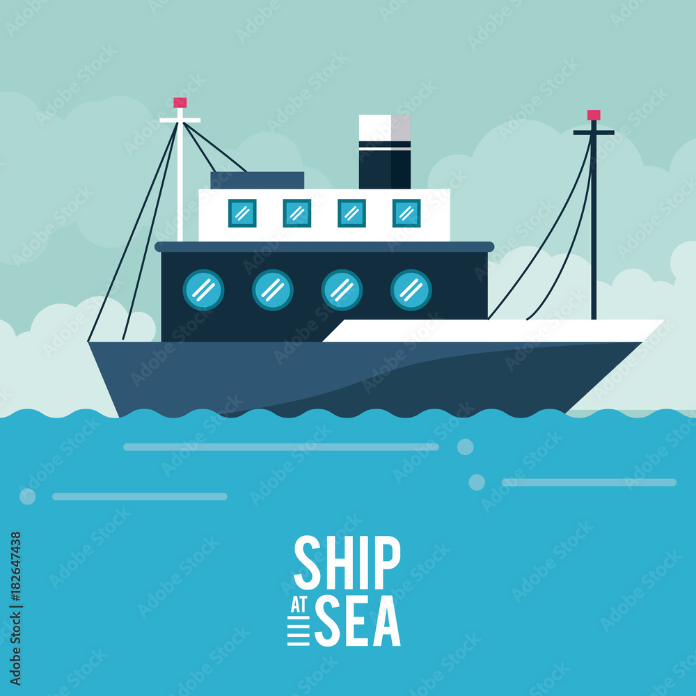 Fototapeta premium Ship at sea icon vector illustration graphic design