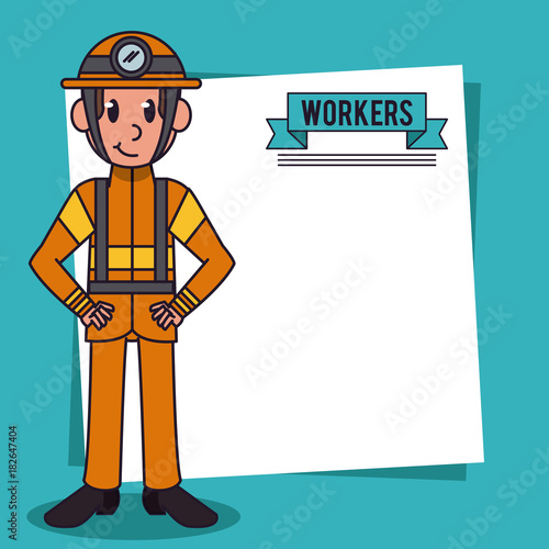 Workers and jobs cartoon icon vector illustration graphic design