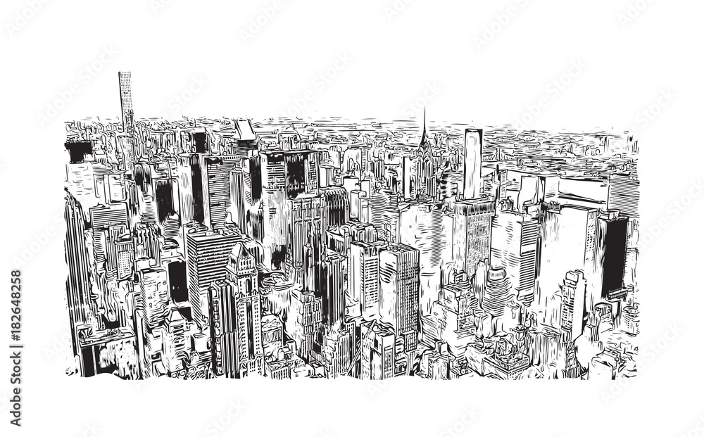 Sketch illustration of New York City, USA in vector. Stock Vector ...