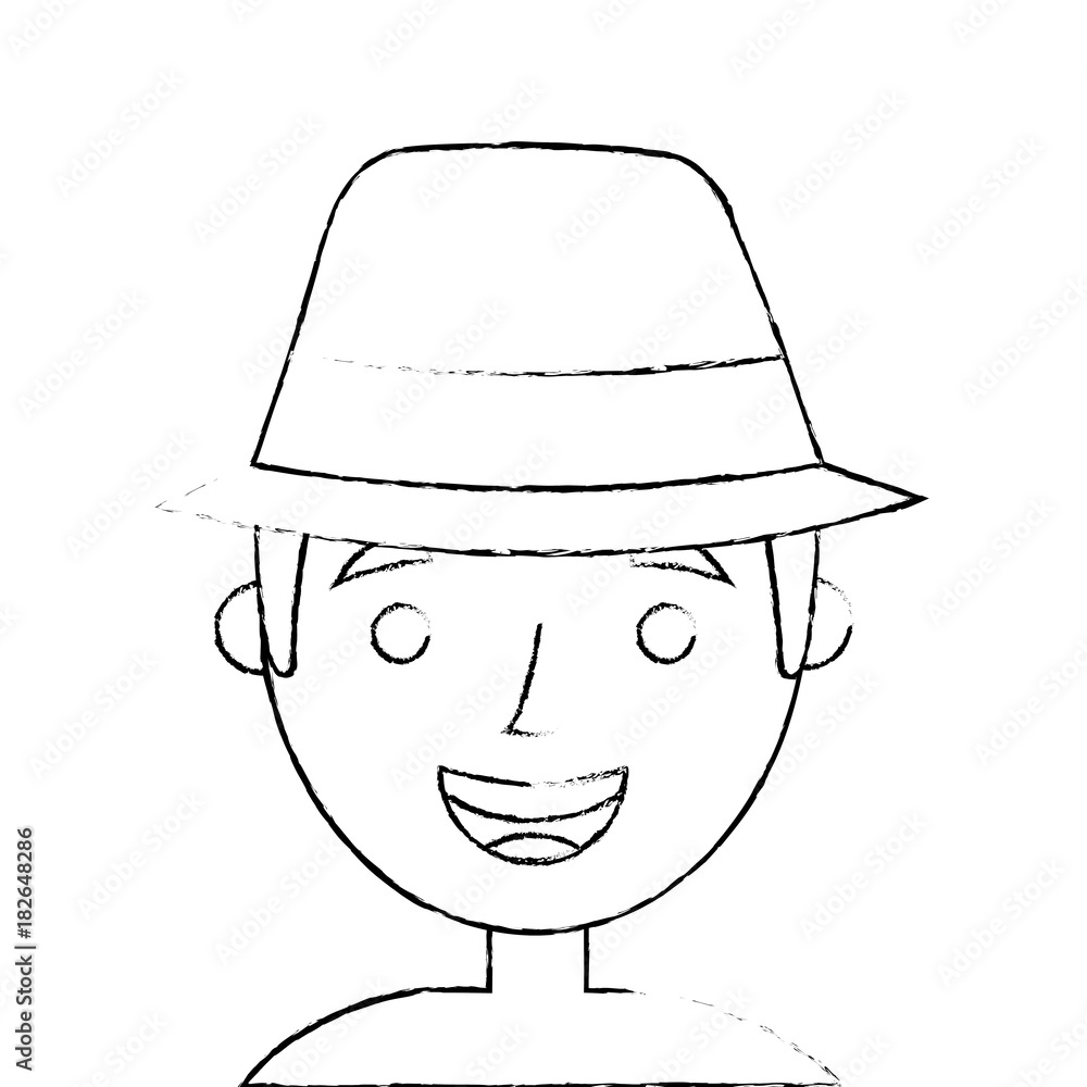 the face old man profile avatar of the grandfather sketch vector illustration