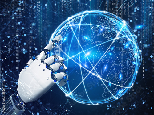 Future vision of a robot hand.3d rendering