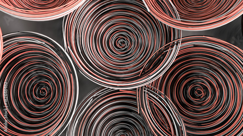 Abstract background from white  black and red spiraled coils