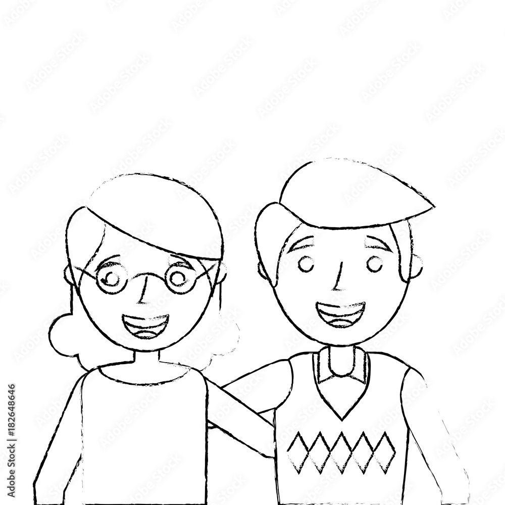 portrait of elderly couple embracing happy adorable vector illustration portrait of elderly couple embracing happy adorable vector illustration