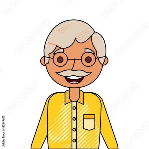 old man portrait of a pensioner grandfather character vector illustration