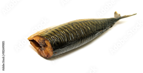 smoked fish mackerel isolated on white background