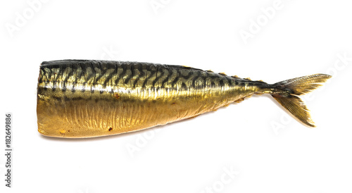 smoked fish mackerel isolated on white background