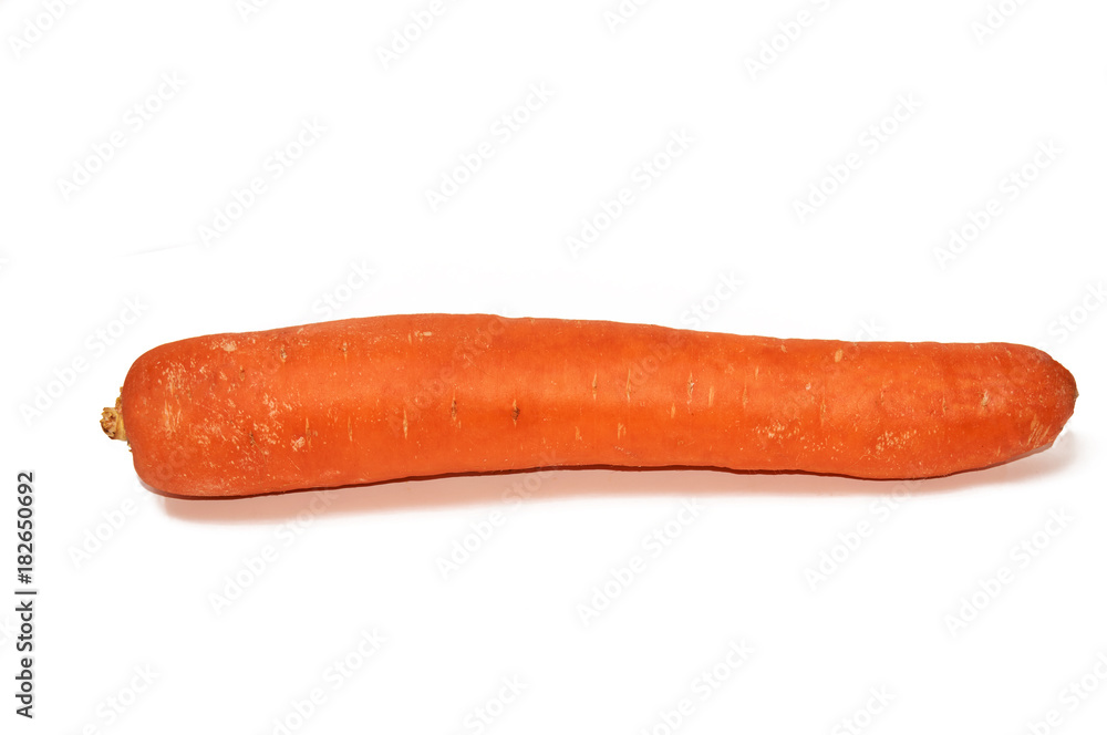 One whole carrots isolated on a white background. Isolate. Food background. One whole carrots isolated on a white background. Isolate. Food background.