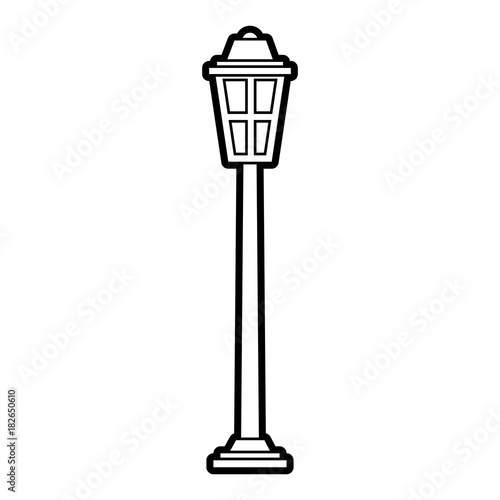 park street lamp light glass vintage decoration vector illustration outline