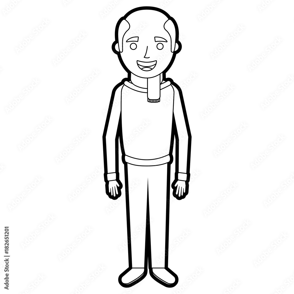 old man grandfather character standing vector illustration outline old man grandfather character standing vector illustration outline