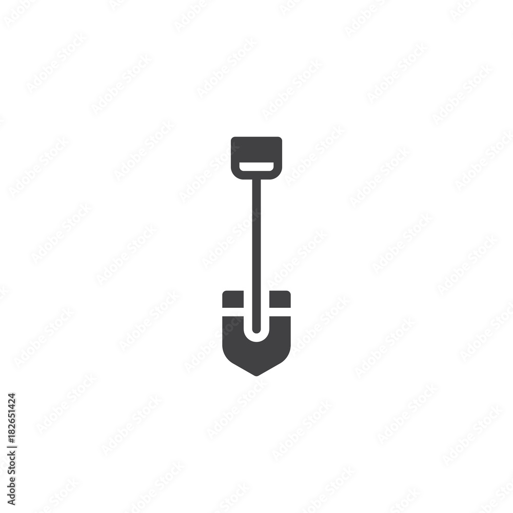 Short shovel icon vector, filled flat sign, solid pictogram isolated on white. Symbol, logo illustration Short shovel icon vector, filled flat sign, solid pictogram isolated on white. Symbol, logo illustration