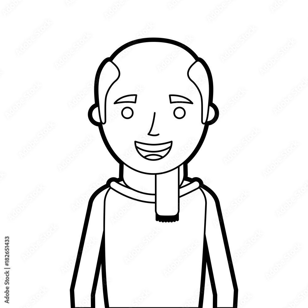 old man portrait of a pensioner grandfather character vector illustration outline