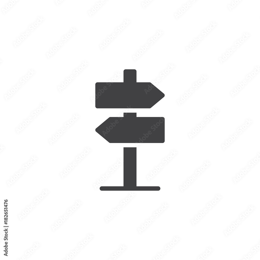 Signpost, pointer icon vector, filled flat sign, solid pictogram isolated on white. Direction road sign symbol, logo illustration Signpost, pointer icon vector, filled flat sign, solid pictogram isolated on white. Direction road sign symbol, logo illustration