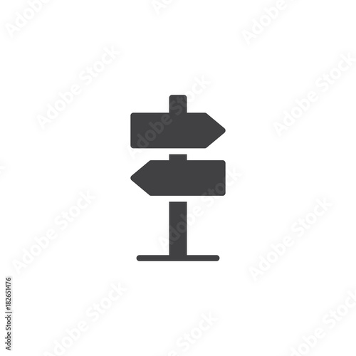 Signpost, pointer icon vector, filled flat sign, solid pictogram isolated on white. Direction road sign symbol, logo illustration